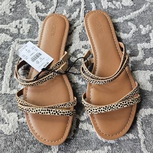J. Crew Seaside Slides Calf Hair Sandals